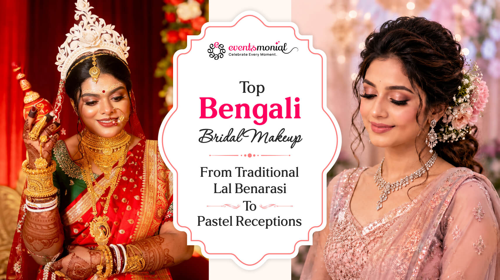 Top 15 Bengali Bridal Makeup Looks: From Traditional Lal Benarasi to Pastel Receptions