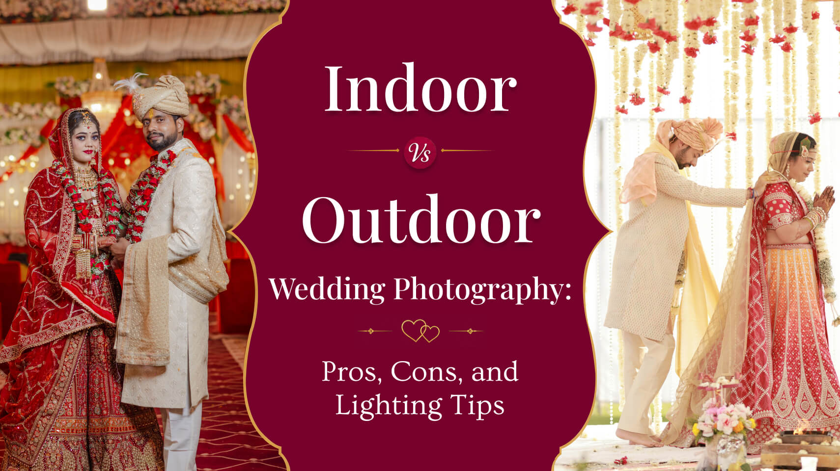 Indoor vs. Outdoor Wedding Photography: Pros, Cons, and Lighting Tips